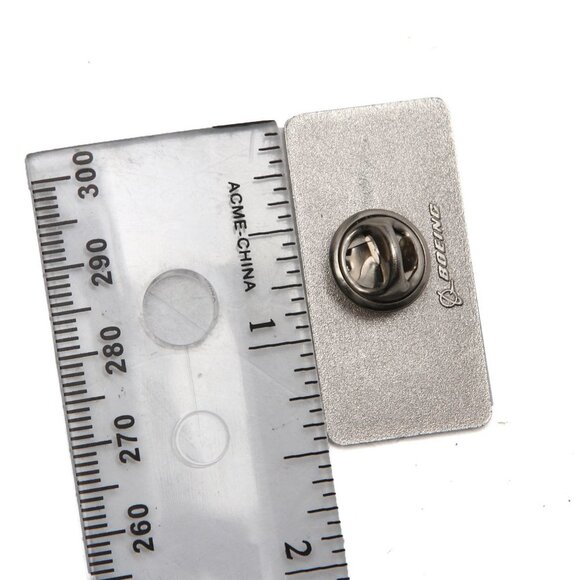 Boeing 737 Airplane Enamelled Pin Flying Travel Metal Glossy White Navy Blue - Picture 4 of 5